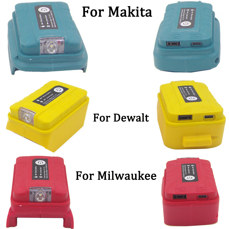 Outdoor Power Adapter Usb C - LED Werklamp Lamp Stroombron Voor Makita/Dewalt/Milwaukee18V