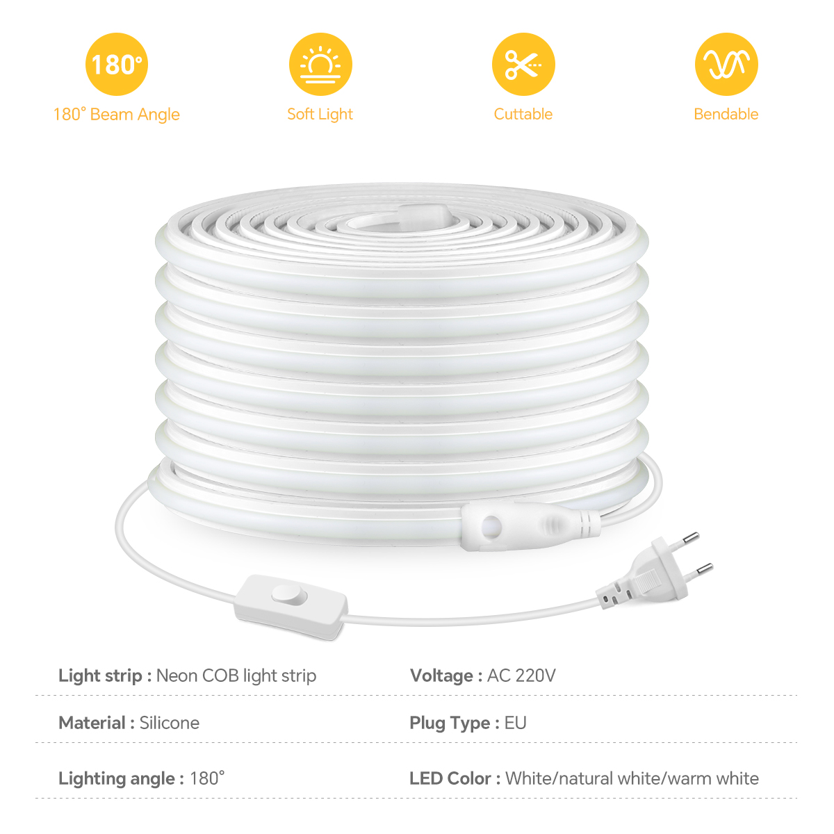 Nieuwste 220V LED-strip neonli - Outdoor Power Strip Weatherproof recensie en prijs